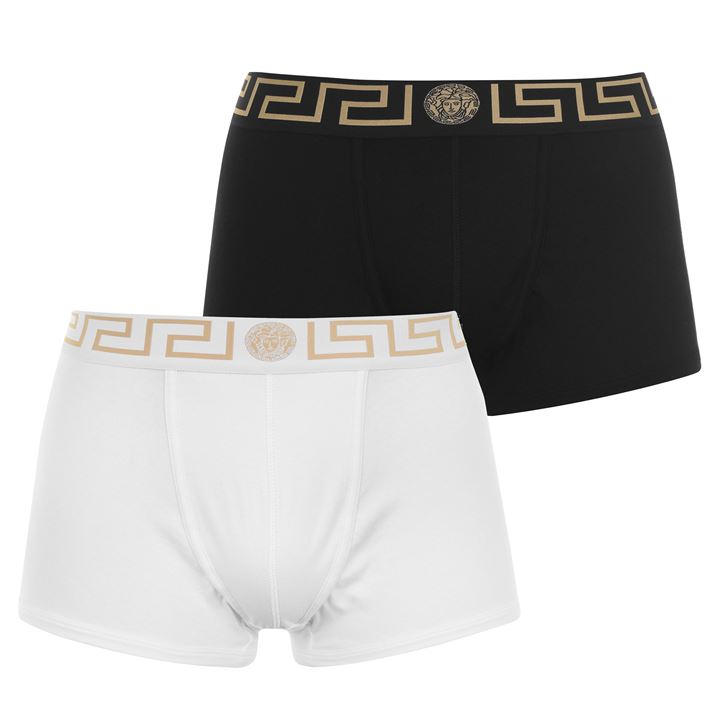 Versace Icon Men's White Two Pack Greca Waistband Trunks Medium