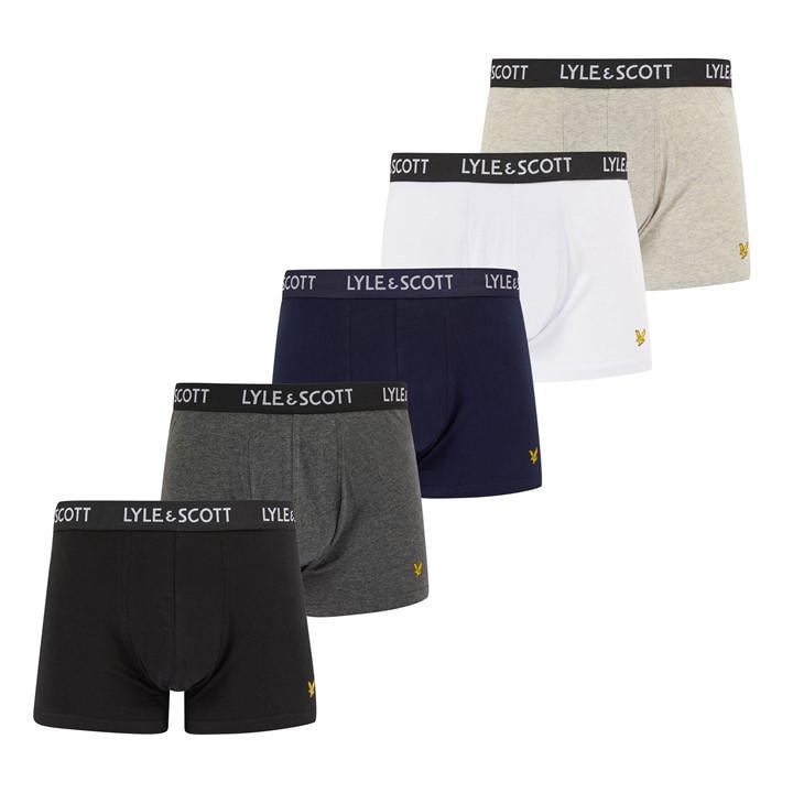 Lyle And Scott Men's Black 5-Pack Miller Trunks Large