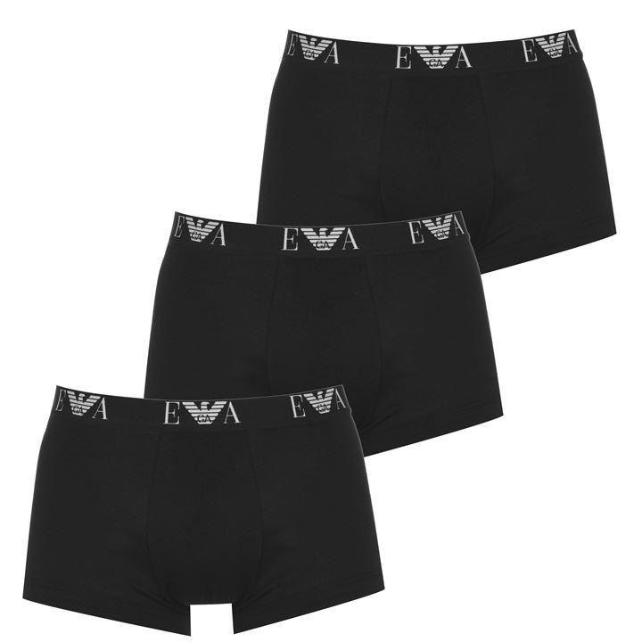 Emporio Armani Men's Black 3-Pack Logo Trunks Small