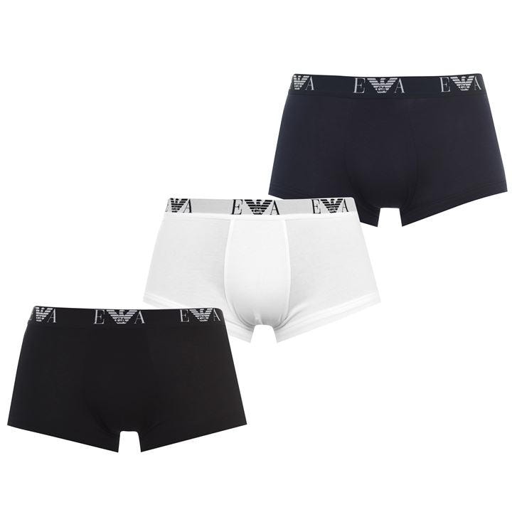 Emporio Armani Men's Black 3-Pack Logo Trunks 2XL