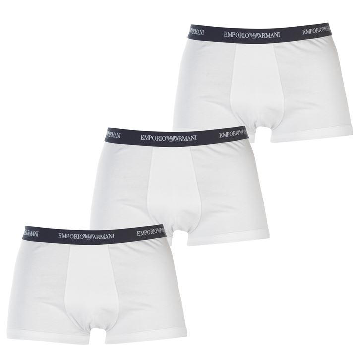 Emporio Armani Men's White Core 3 Pack Boxer Shorts Medium