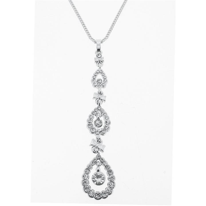 Espree Unisex Silver Elite Crystal Triple Drop Pendant
