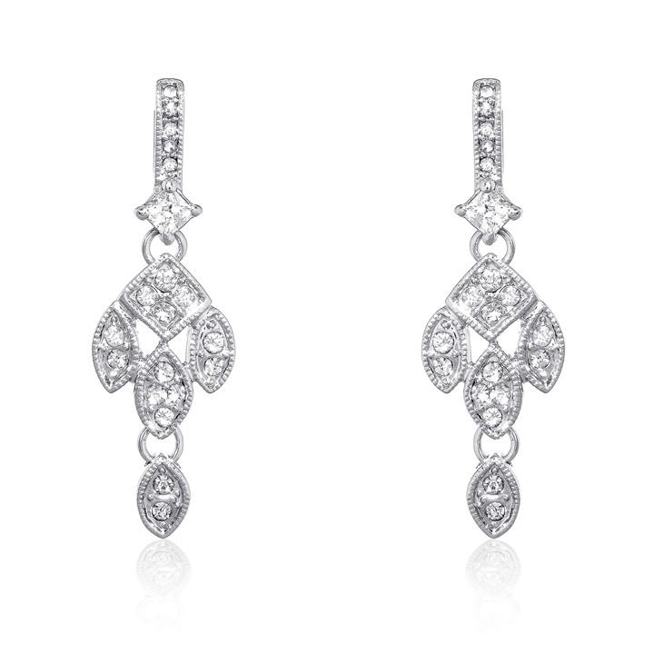 Espree Unisex Silver Elite Crystal Drop Earrings