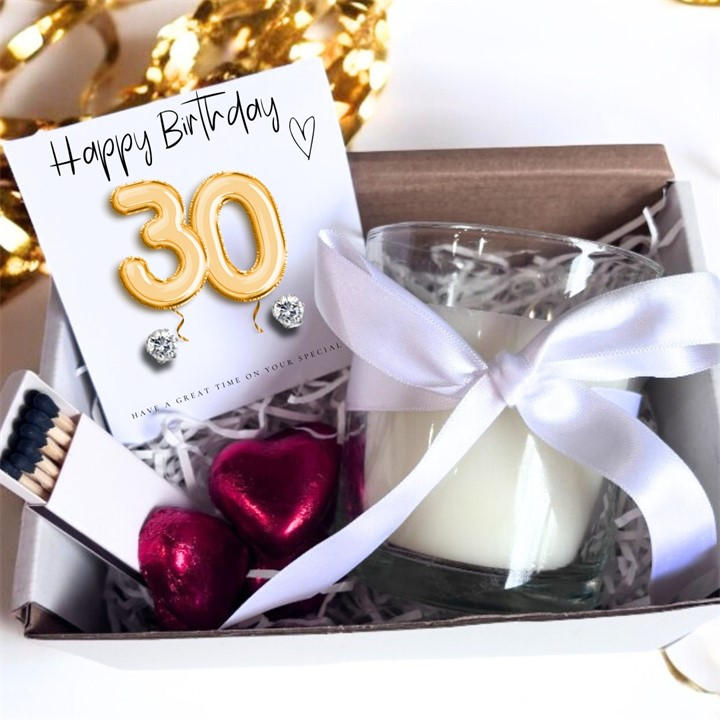 Aye Do Women's White Gold 30Th Birthday Gift Hamper - Earrings & Candle