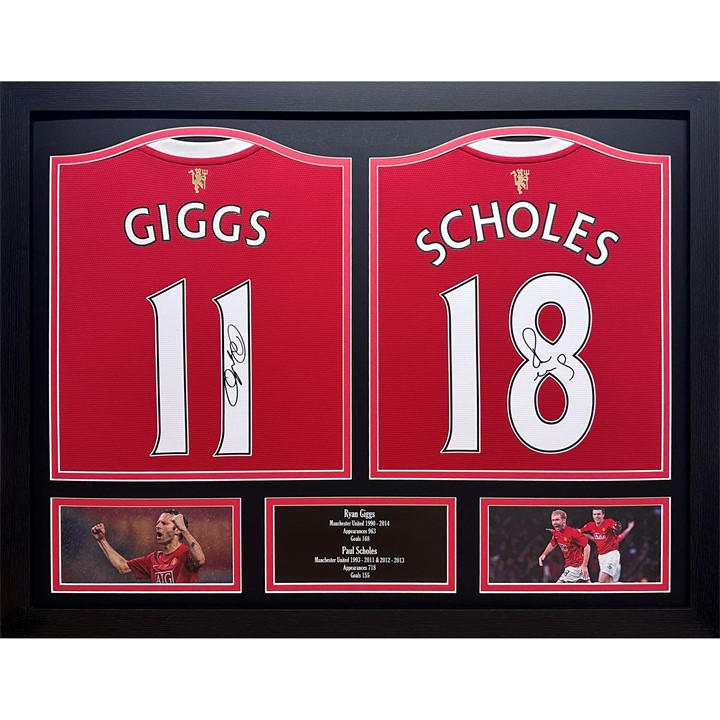 Red - AllStarSignings Ltd - Giggs & Scholes signed Manchester United shirts