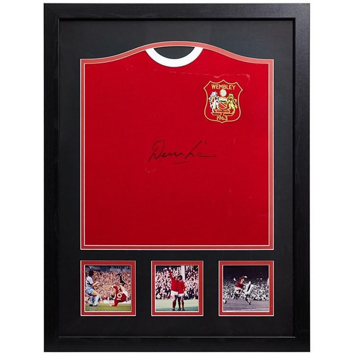 Allstarsignings Ltd Unisex Red Denis Law Signed Manchester Utd Shirt