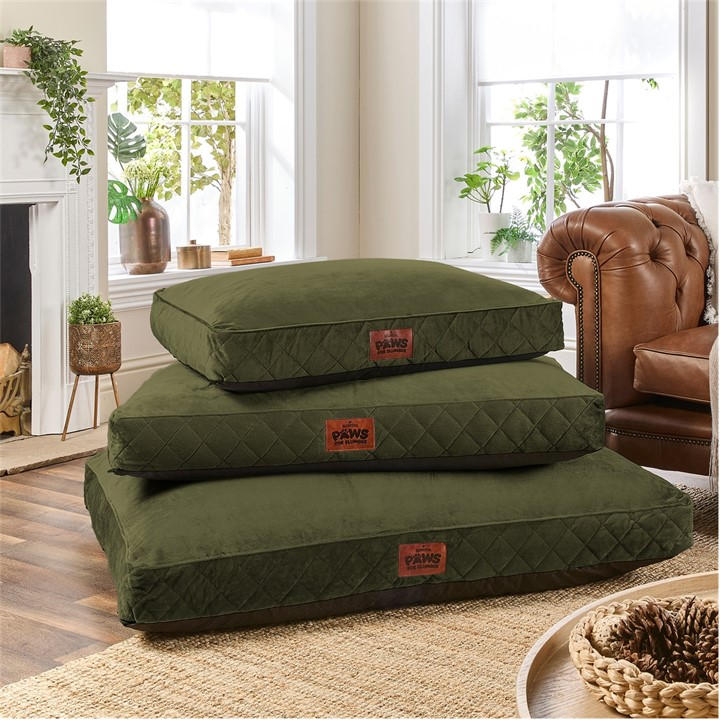 Slumberdown Unisex Green Paws For Slumber Padded Pet Bed Large