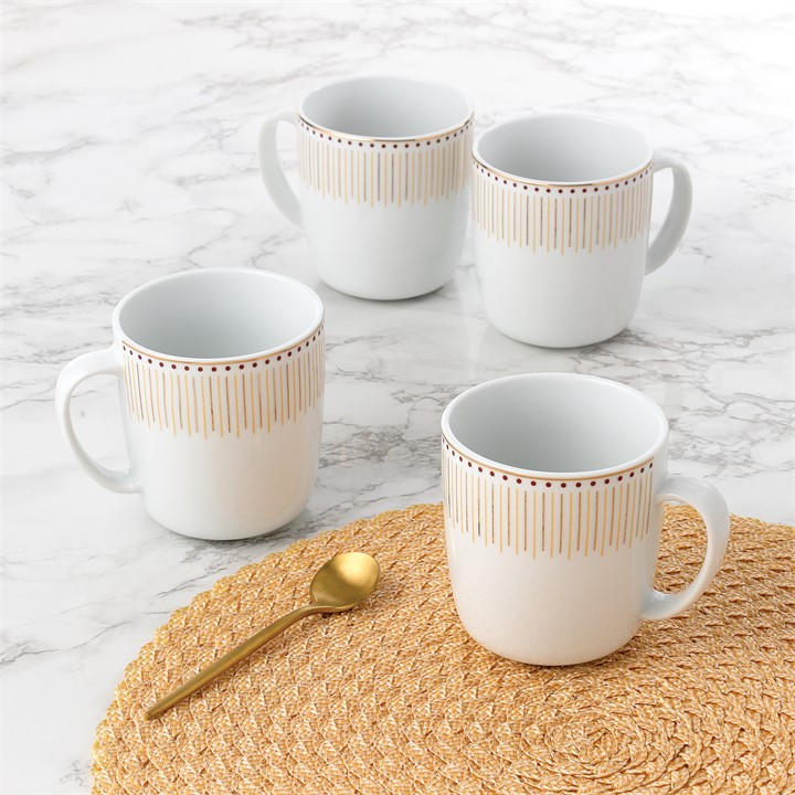 Waterside Unisex Gold 4Pc Radiance Porcelain Mug Set