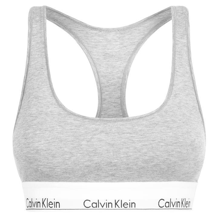 Calvin Klein Women's Grey Modern Cotton Logo Bralette Size 16