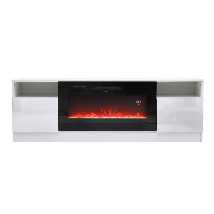 Cottonfy UK Recessed Electric Fireplace TV Stand - White