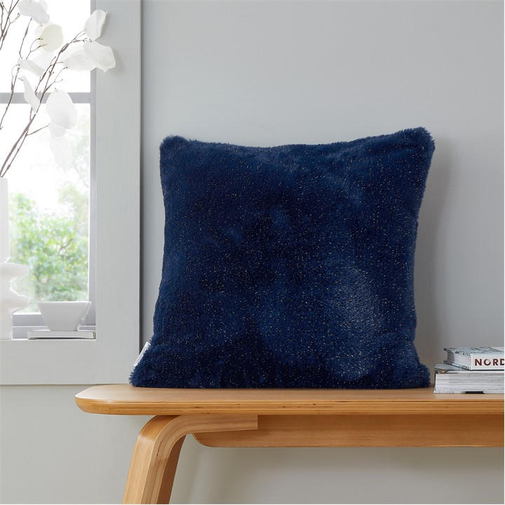 Catherine Lansfield Unisex Blue Cosy Glamour Fur Cushion 45X45cm