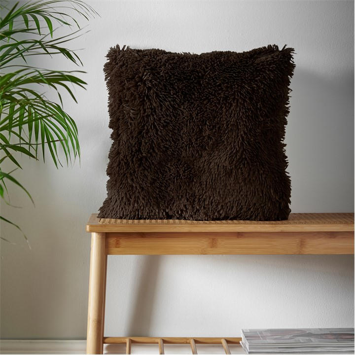 Catherine Lansfield Unisex Brown Cuddly Deep Pile Faux Fur Cushion 45X45cm