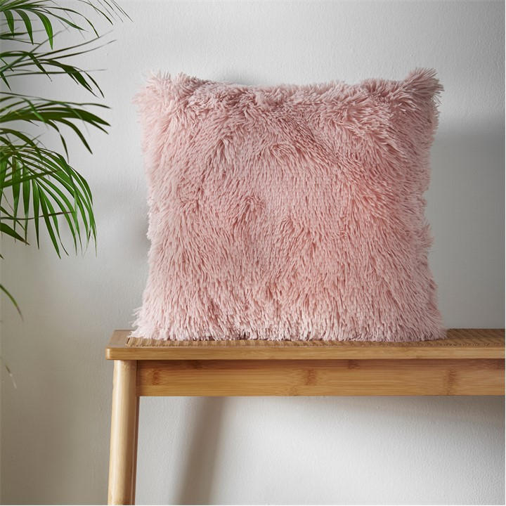 Catherine Lansfield Unisex Pink Cuddly Deep Pile Faux Fur Cushion 45X45cm