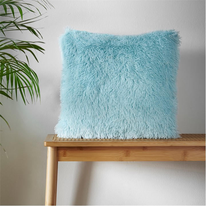 Catherine Lansfield Unisex Blue Cuddly Deep Pile Faux Fur Cushion 45X45cm