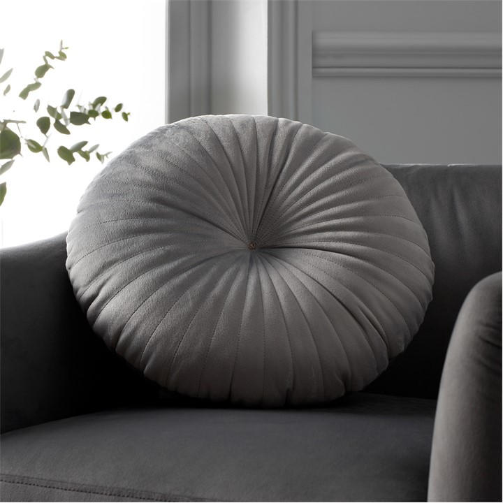 Catherine Lansfield Unisex Grey Round Cushion Soft Touch Cushion