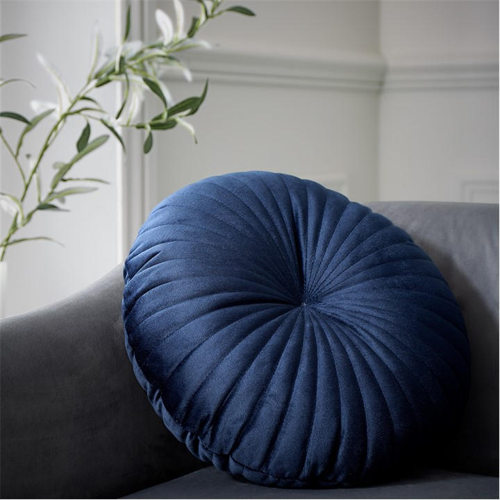 Catherine Lansfield Unisex Blue Round Cushion Soft Touch Cushion
