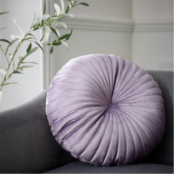 Catherine Lansfield Unisex Purple Round Cushion Soft Touch Cushion