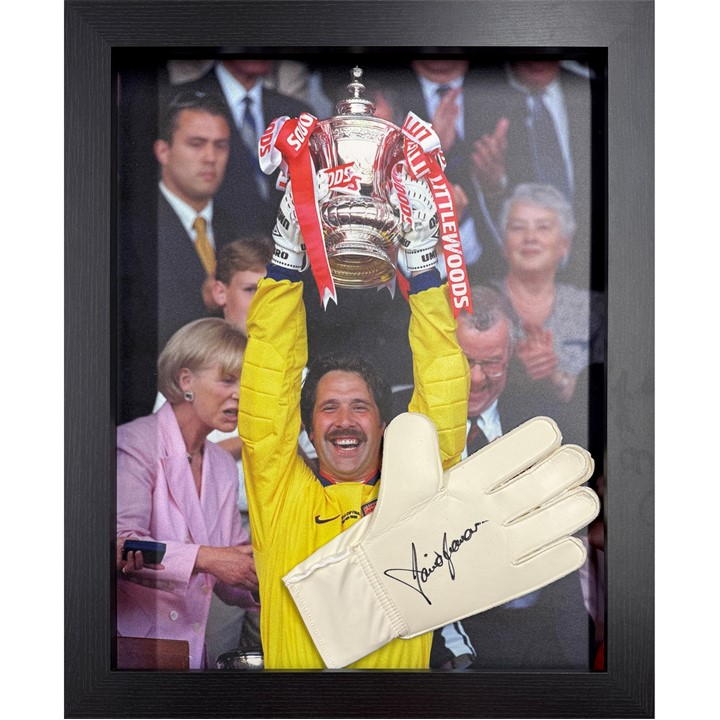 White - AllStarSignings Ltd - David Seaman signed Adidas goalkeeper glove