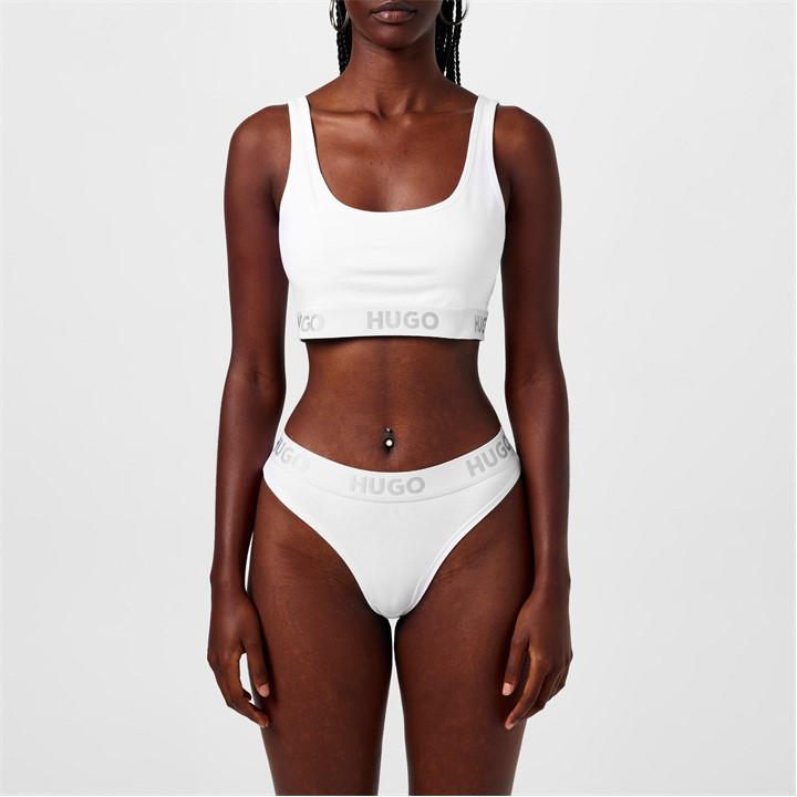 Hugo Women's White Stretch Cotton Thong Size 10