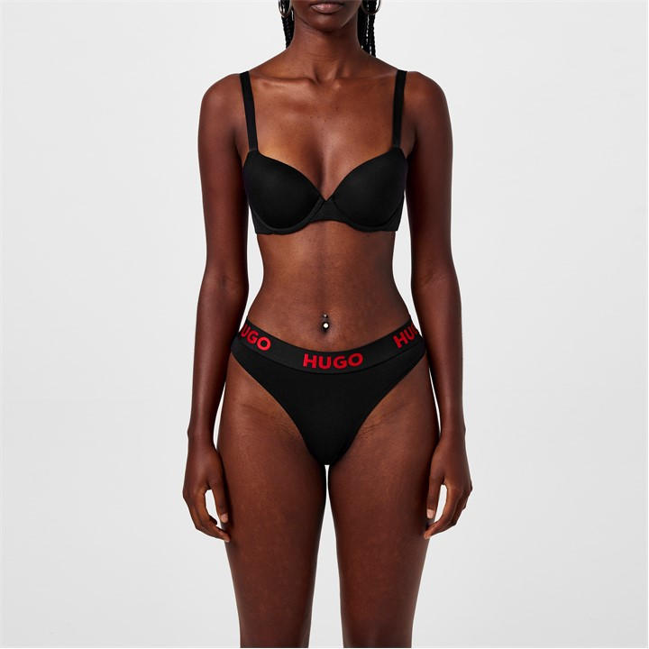Hugo Women's Black Stretch Cotton Thong Size 10
