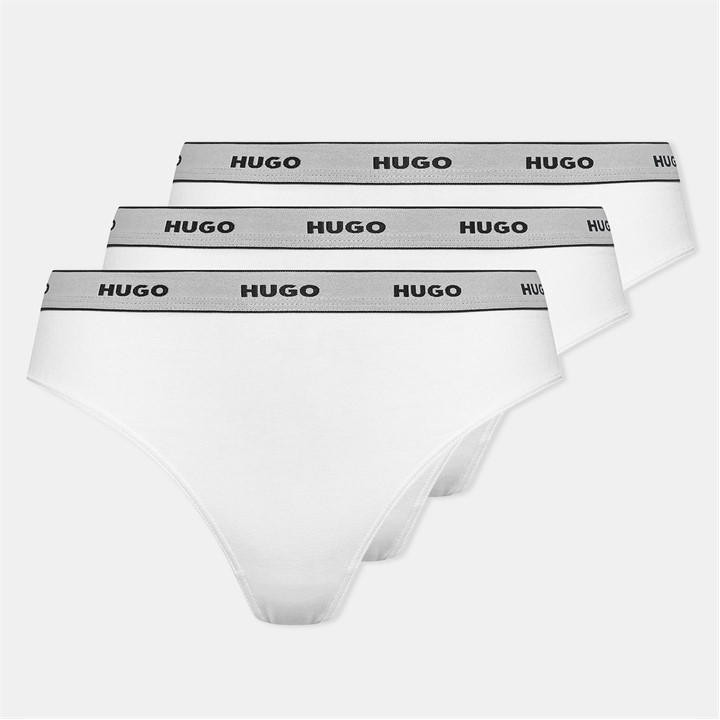 Hugo Women's White 3 Pack Stripe Thong Size 12