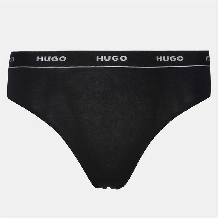 Hugo Women's Black 3 Pack Stripe Thong Size 12