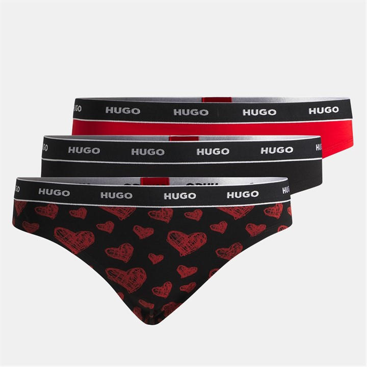Hugo Women's Multi 3 Pack Stripe Thong Size 8