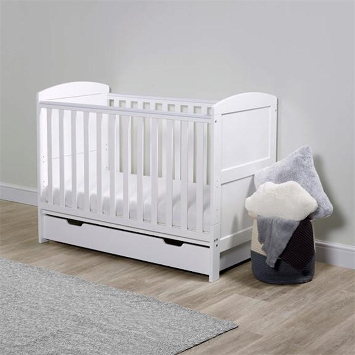Ickle Bubba Unisex Kids White Coleby Mini Cot Bed, Under Drawer&Premium Mattress