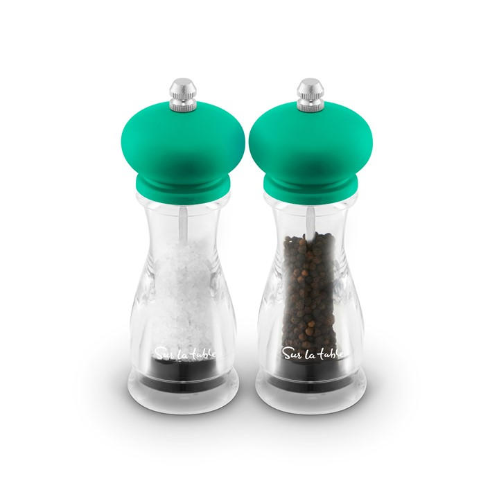 Surlatable Unisex Green 2Pc Salt And Pepper Mill Set Medium