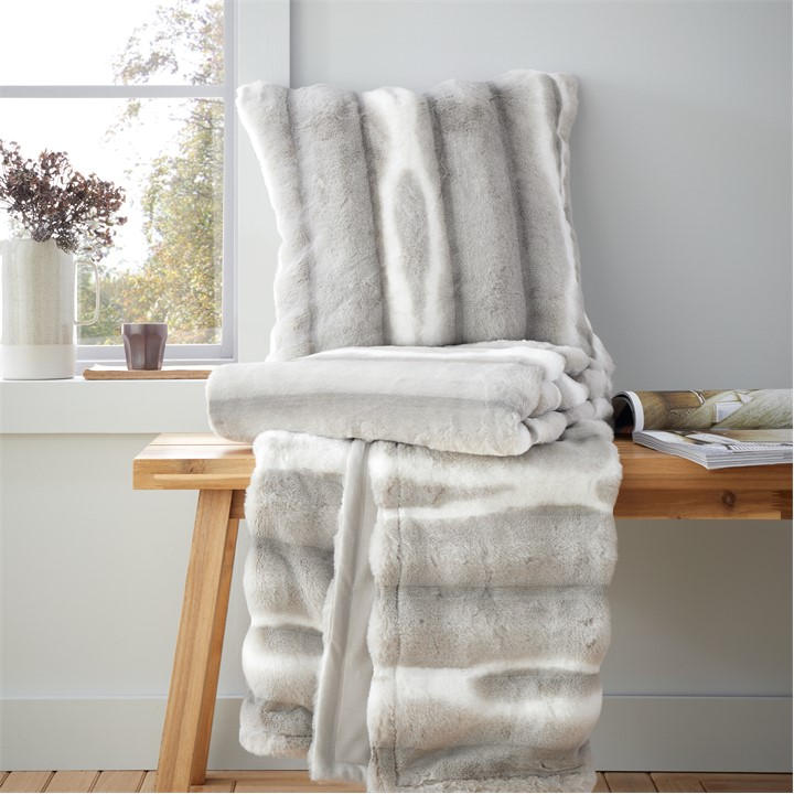Catherine Lansfield Flint Cosy Faux Fur Blanket Throw Throws FRASERS