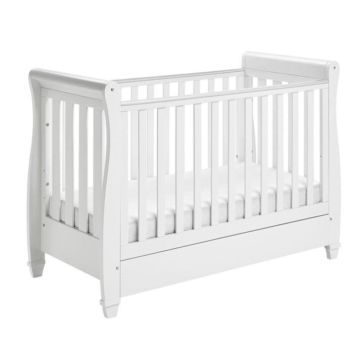 Babymore Unisex Kids White Eva Sleigh Dropside Cot Bed