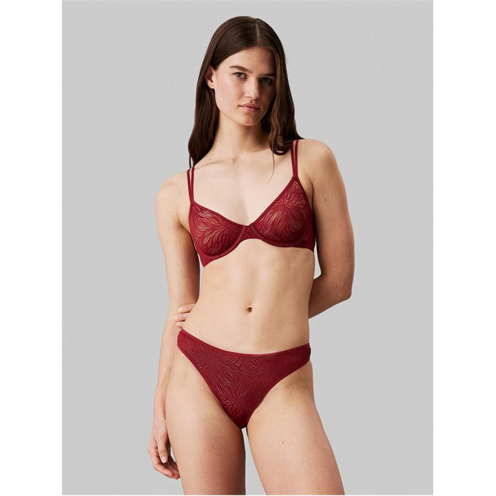 Calvin Klein Women's Red Marquisette Unlined Demi Bra 32B