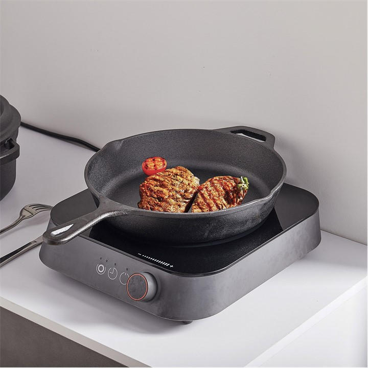 Breeins Black 30Cm Cast Iron Frying Pan With Short Handle -