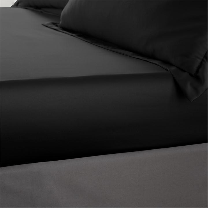 Catherine Lansfield Unisex Black Silky Soft Satin Fitted Sheet Superking