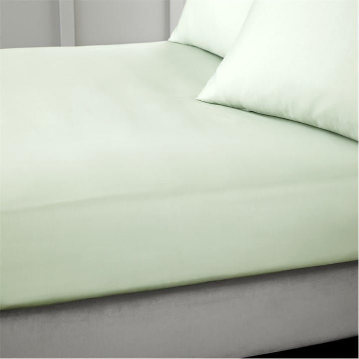 Bianca 400 Thread Count Cotton Sateen Fitted Sheet In Green