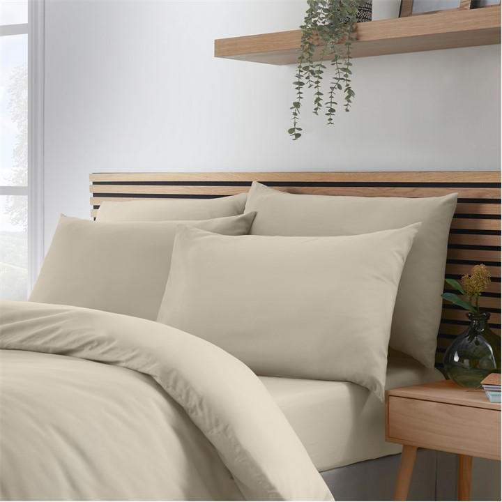 Catherine Lansfield Unisex Beige So Soft Easy Iron Pillowcase Pair - Standard