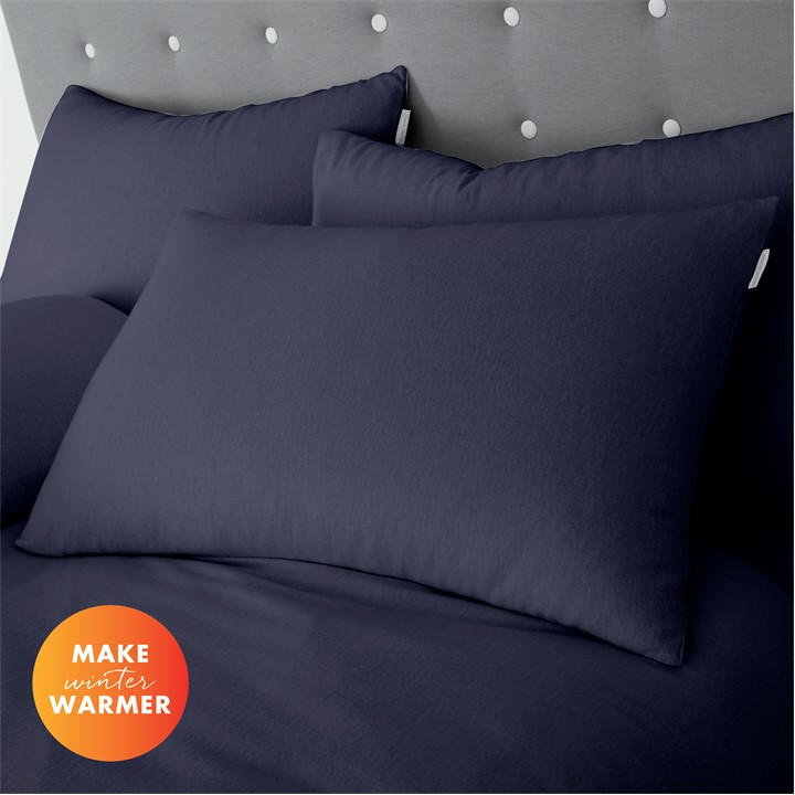 Catherine Lansfield Unisex Blue Brushed Cotton Pillow Case Pair Standard