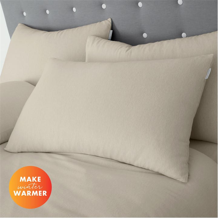 Catherine Lansfield Unisex Cream Brushed Cotton Pillow Case Pair Standard