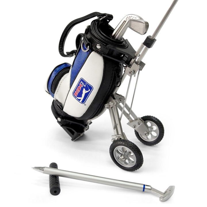 Pga Tour Unisex Black Desktop Golf Bag And Pen Set