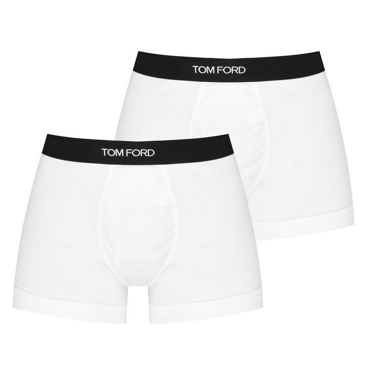 TOM FORD Men's Plain Cotton Boxer Briefs, 2-Pack - White
