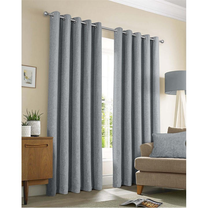 Sundour Unisex Silver Amberley Thermal Eyelet Curtains 66X72 In