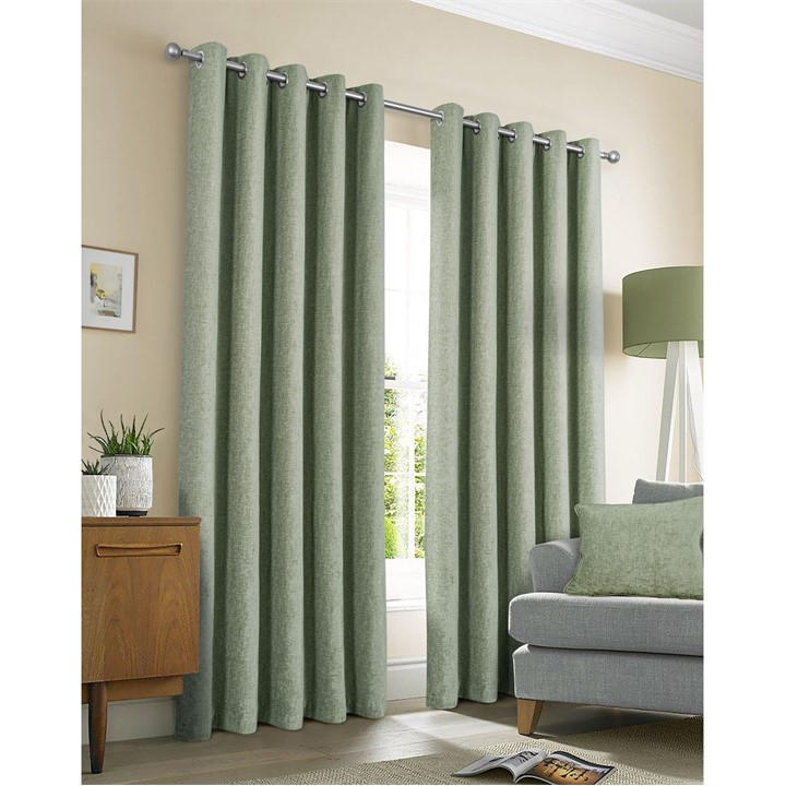 Sundour Unisex Green Amberley Thermal Eyelet Curtains 66X72 In