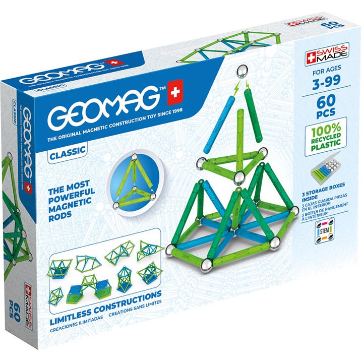 GEOMAG Geomag Classic 60 Magnetic Shapes - 60 Pieces - Multi