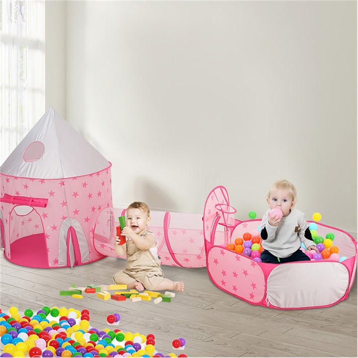Kidkid Unisex Kids Pink Kids Pop-Up Play Tent Tunnel And Ball Pit Set -