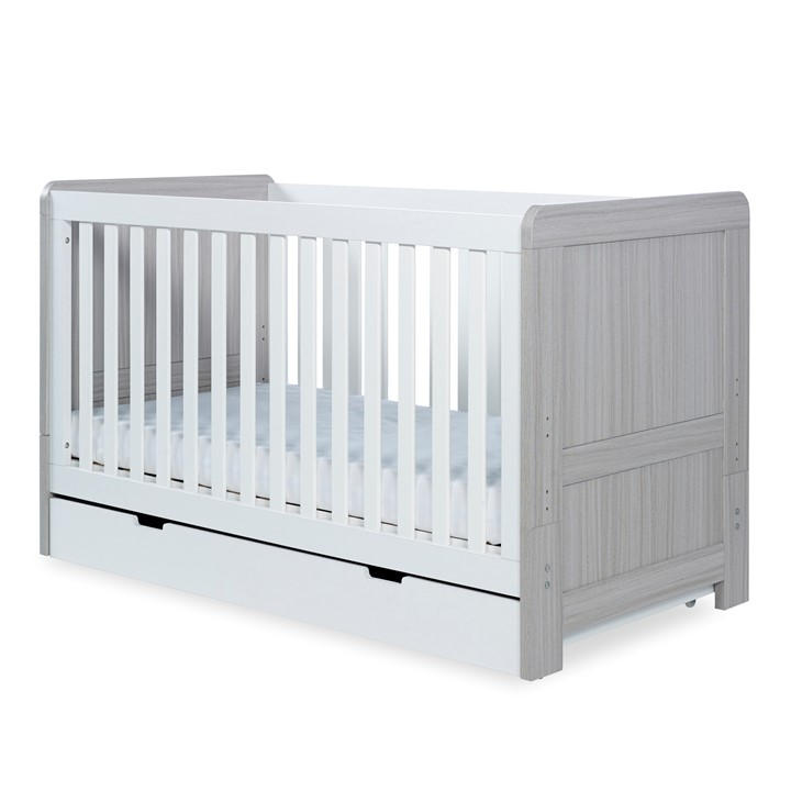 Ickle Bubba Unisex Kids White Pembrey Cot Bed, Under Drawer&All Seasons Mattress