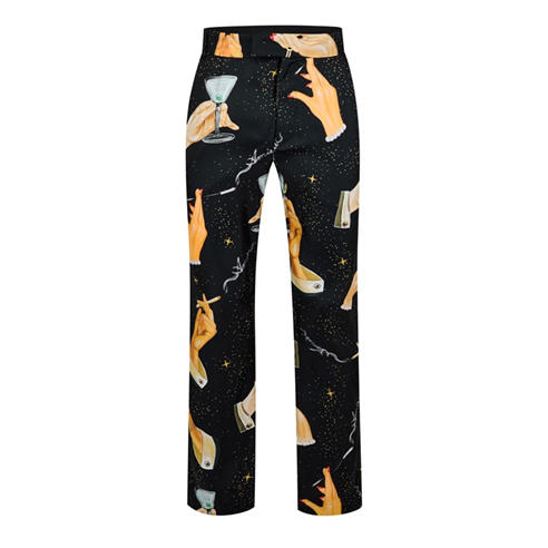 AMIRI - Champagne Graphic-Print Wide-Leg Silk Trousers