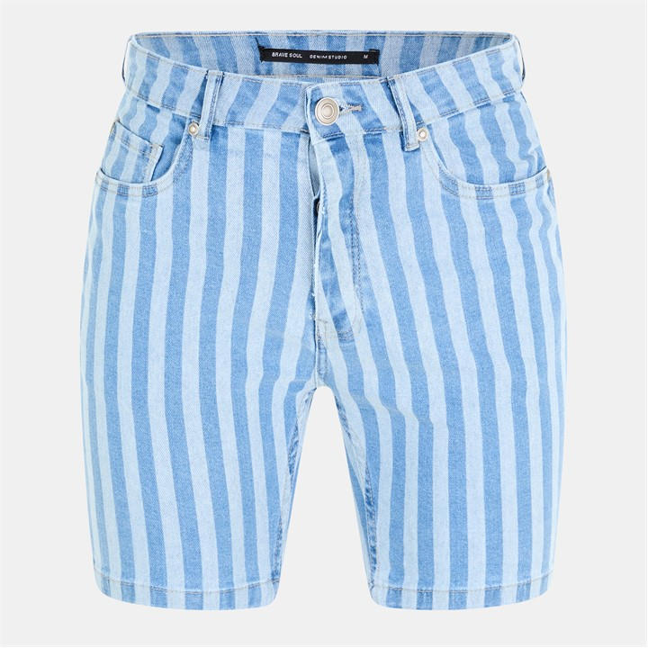 Brave Soul Tripe Denim Shorts