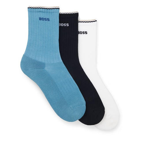 Boss - Men's Rib Stripe Quarter Socks