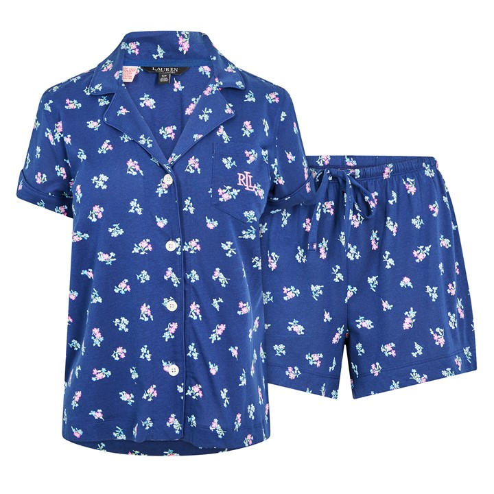 Pink Stripe - Lauren by Ralph Lauren - Women's Short Sleeve Notch Boxer Pyjama Set