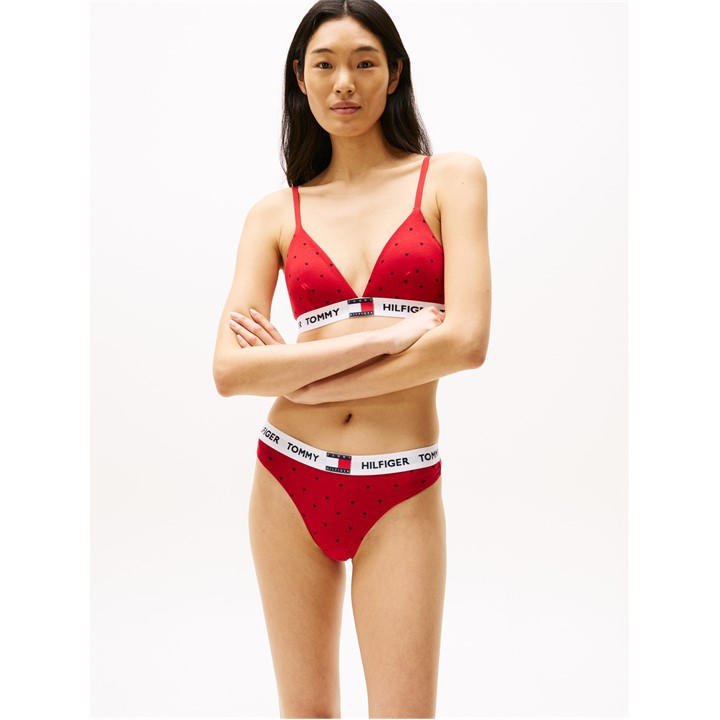 Tommy Hilfiger Women's Red Heritage Print Repeat Logo Waistband Briefs Size 14